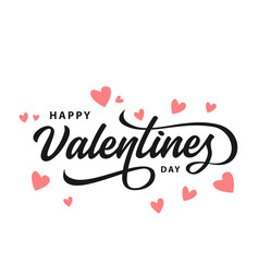 Happy Valentines Day typography poster with handwritten calligraphy text