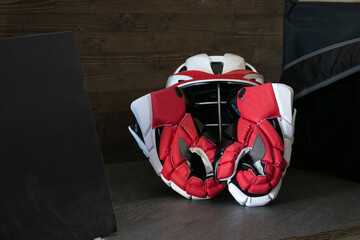 lacrosse gloves and helmet