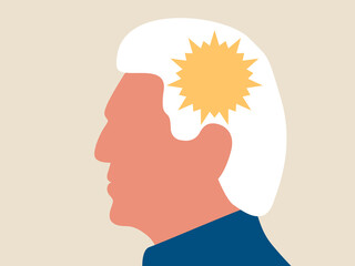 Healthy senior man illustration. Emotional, psychological, and social well-being. Vector.