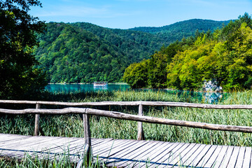 Fototapeta na wymiar Plitvice Lakes National Park is one of the oldest and largest national parks in Croatia.