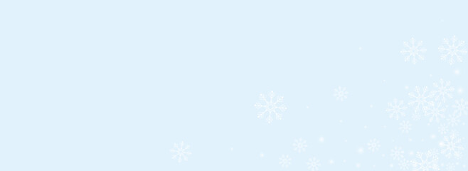 Golg Snowflake Vector Panoramic Blue Background.