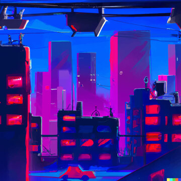 ciudad nocturna futurista estilo cyberpunk