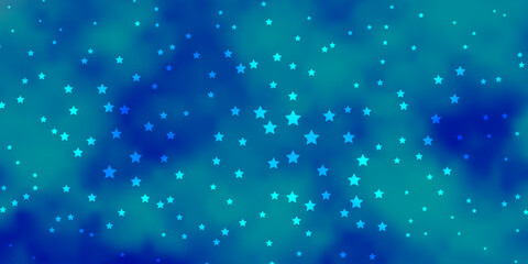 Fototapeta premium Dark BLUE vector background with small and big stars.