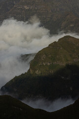 Epic mood above the clouds on Madeira in Portugal. Great landscape on the volcanic island.