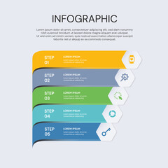 Vector infographic label design with icons. Business concept flowchart, diagram.