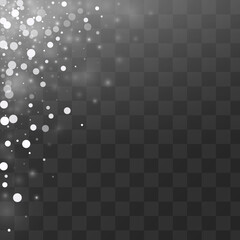 Gray Snowfall Vector Transparent Background. New