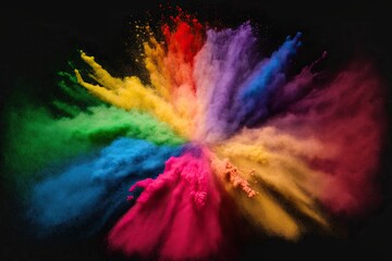 Obraz na płótnie Canvas Holi powder color explosion isolated on black background