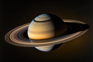Fototapeta na wymiar Realistic illustration model of the planet Saturn, isolated on black background