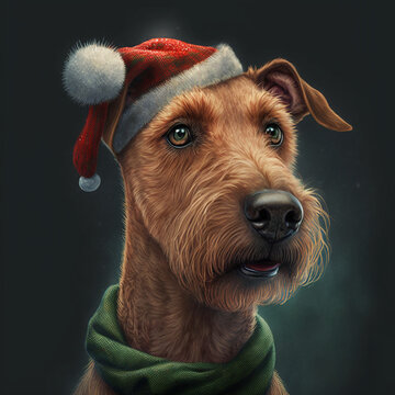 Irish terrier in Christmas Outfit