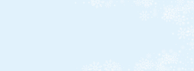 Golg Snowfall Vector Panoramic Blue Background.