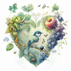 Stunning bird watercolor illustration made with Generative AI
