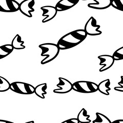 Seamless pattern Candy, sweetness in doodle style