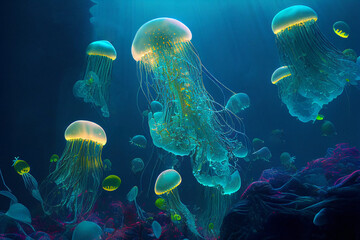 Deep Ocean Jelly Fish - Generative AI