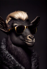 Cool Goat in Leather Jacket. generative ai