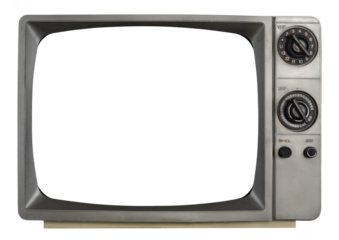 Vintage 1970's era television set isolated on a transparent background.