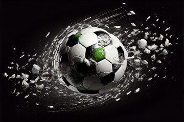 Fototapeta premium Soccer Ball Flying Through Space. Generative ai