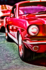 Vintage American muscle car at classic automotive show