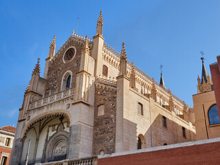 Fototapeta na wymiar Parish Church of San Jeronimo El Real, also known as Los Jeronimos, is the remaining part of the former monastery of San Jeronimo and it is located next to the Prado Museum in Madrid. Spain, Europe