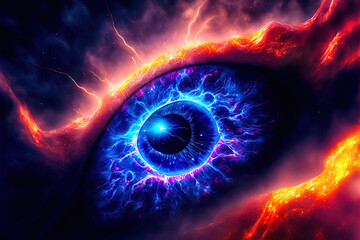 Auge Das sehende Auge Optikus Retina Iris Ophthalmos Chorioidea Closeup Generative AI Digital Art Background Hintergrund Illustration Cover Kunst