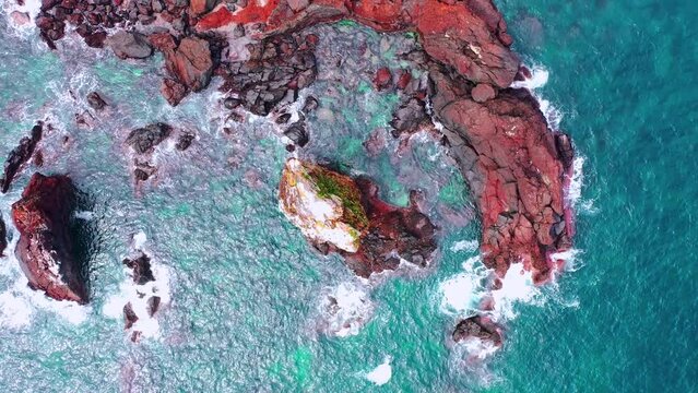 [korea drone footage] Jeju island landscape, beach, wave