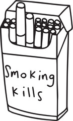 Editable Vector Illustration of a drawing of a cigarette pack that says smoking kill