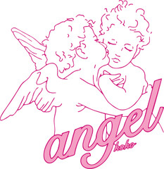 Vector Illustration of Angel First Kiss Vector T-Shirt Design