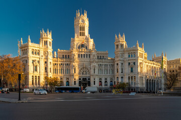 Fototapeta na wymiar Madrid, Spain 28-12-2022 The former Communication Palace is a monumental building that has been the seat of Madrid City Council since 2007 it served before as as the headquarters for the Spanish Post