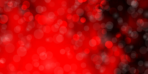 Dark Red vector background with circles.