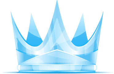 One ice Queen crown on side view isolated illustration, symbol of power from the ice, concept illustration of crown