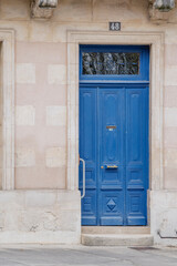 Blue front door in Portier France 