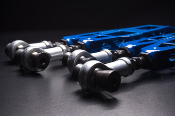 Fototapeta na wymiar rear blue levers on a sports drift car custom project