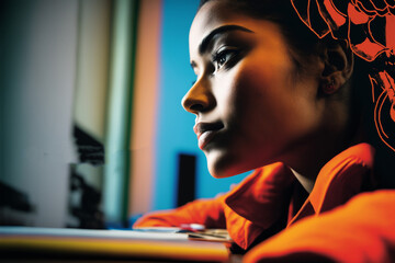 a student sitting at a desk with their head held high, conveying the message of the transformative power of learning.