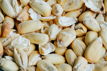 photo of roasted cracked corn without oil. Concept of natural foods.