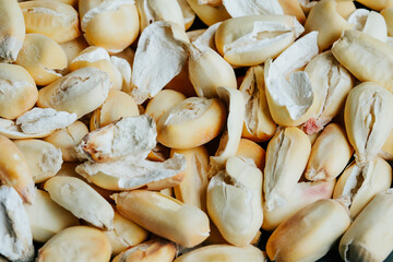 photo of roasted cracked corn without oil. Concept of natural foods.