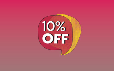 10 percent off, red and yellow banner for promotions and offers