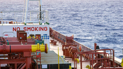 Manifold on main deck of ship