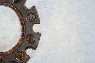 A young man with curly hair holds a handkerchief in his hand. The young man lies on a pillow. Classical melancholy painting with biblical motifs. Clock on a white wall.