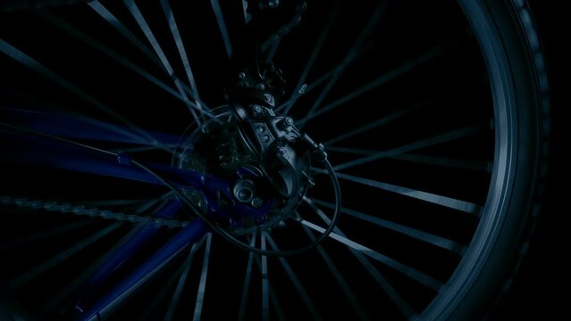 Cycling In The Dark Bike Wheel Spinning