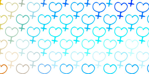 Light Blue, Yellow vector background with woman symbols.