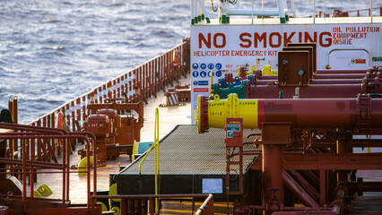 Manifold on main deck of ship