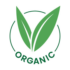 Organic Round Icon with Green Leaves and Dark Green Text - Icon 3