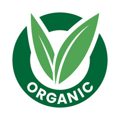 Organic Round Icon with Green Leaves and Dark Green Text - Icon 4