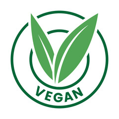 Vegan Round Icon with Green Leaves and Dark Green Text - Icon 5