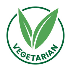 Vegetarian Round Icon with Green Leaves and Dark Green Text - Icon 7
