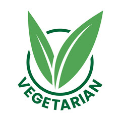 Vegetarian Round Icon with Green Leaves and Dark Green Text - Icon 8