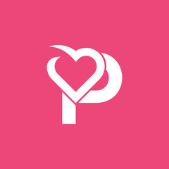 bold logo template heart love letter P