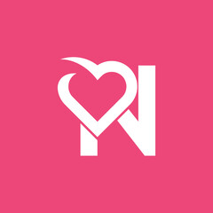 bold logo template heart love letter N