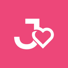 bold logo template heart love letter J