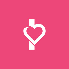 bold logo template heart love letter I