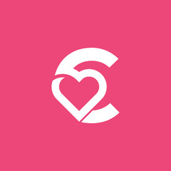 bold logo template heart love letter C